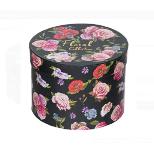 Διακοσμητικό Κουτί Χάρτινο Στρογγυλό Μαύρο Floral Collection 3.8lt