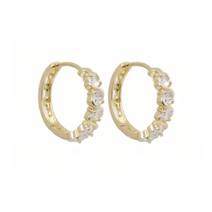 Ro Accessories Σκουλαρίκι Κρίκος Με Στρας Χρυσό 20mm