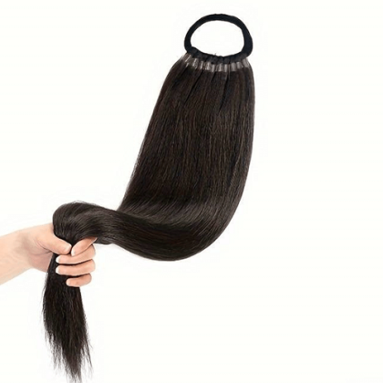 Extension Μαλλιών 2 Σε 1 Ισια Αλογοούρα Η Πλεξούδα Με Λάστιχο Καστανό 4