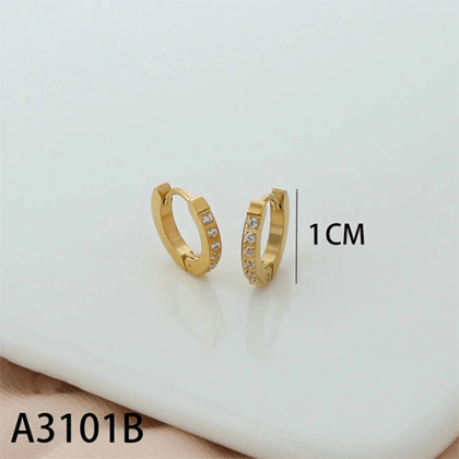 Ro Accessories Σκουλαρίκι Κρίκος Αυτιού Χρυσό Με Στρας K215917 1.50cm