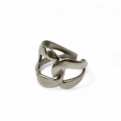 Ατσάλινο Δαχτυλίδι Σχήμα Αλυσίδας Ασημί One Size