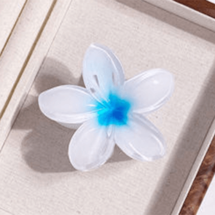 Κλάμερ Για Μαλλιά Με Λουλούδι Λευκό-Γαλάζιο