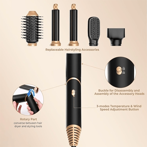 Ηλεκτρική Βούρτσα Μαλλιών 6in1 Hot Air Wrap Styler 1000 Watt
